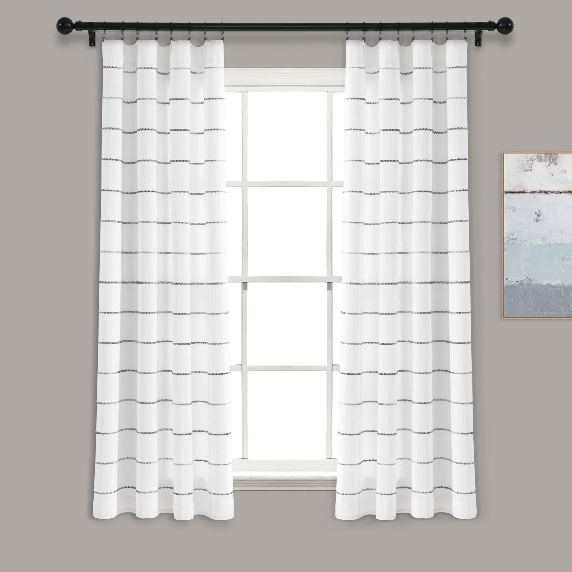 Ombre Stripe Yarn Dyed Cotton Window Curtain Panel Set