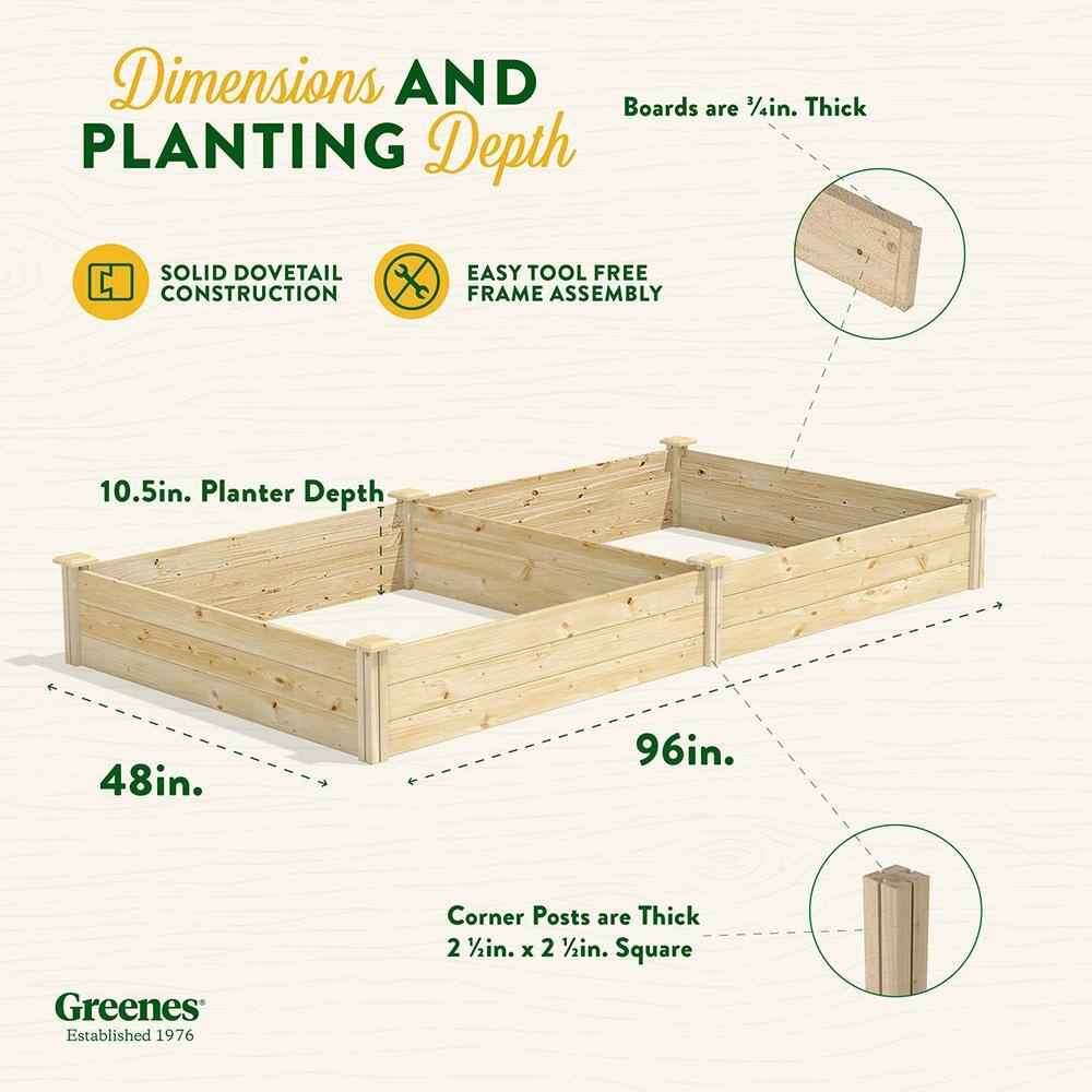 Greenes Fence 4 ft. x 8 ft. x 10.5 in. Original Pine Raised Garden Bed RCP6T21B