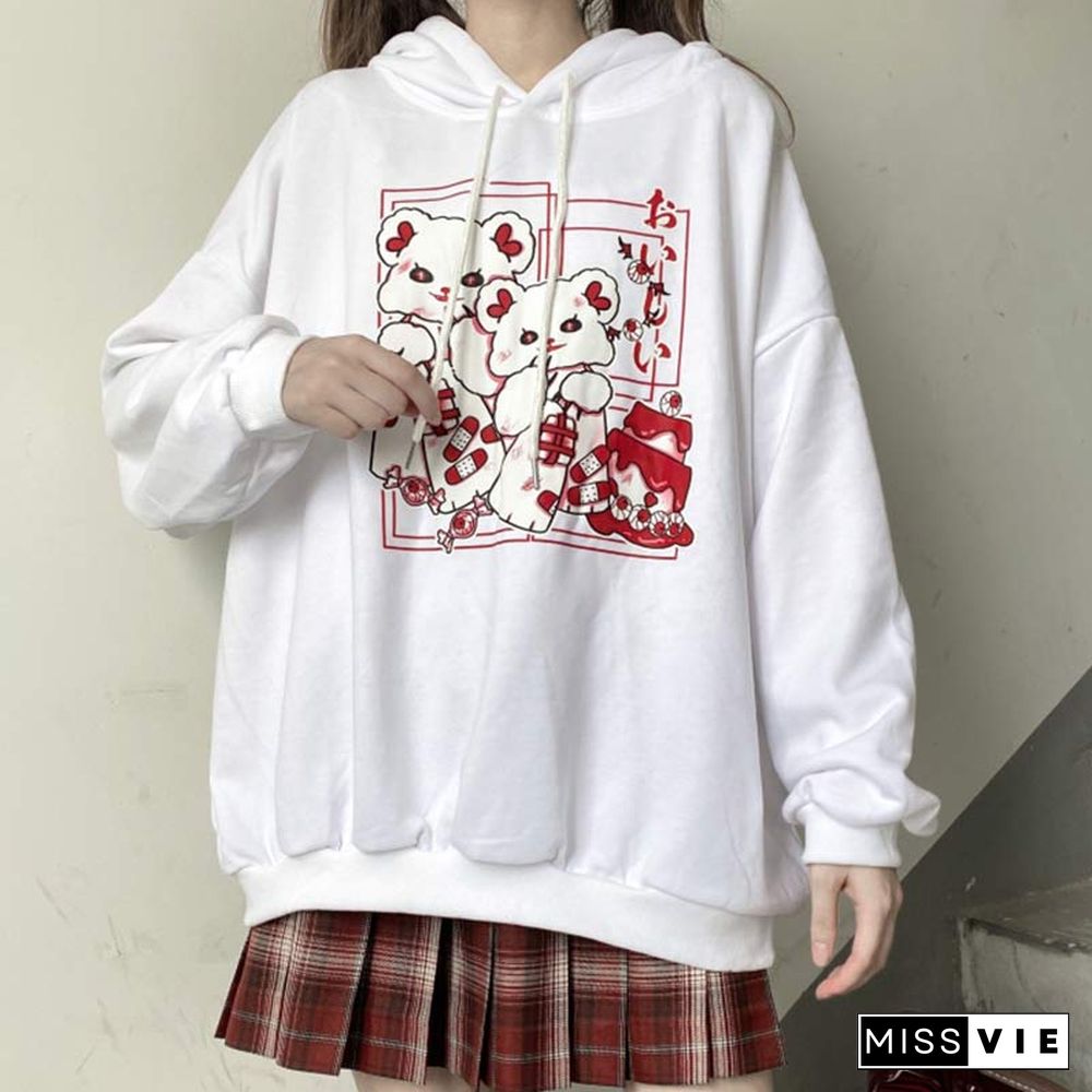 Cartoon Print Casual Hoodie