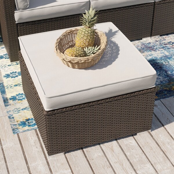 COSIEST Outdoor Furniture Wicker Addon Ottoman