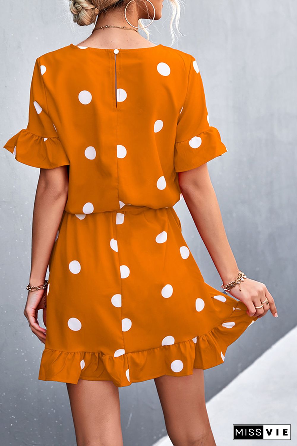 Polka Dots Short Sleeve Shorts Jumpsuit Wholesale