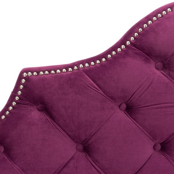 SAFAVIEH Arebelle Aubergine Velvet Upholstered Tufted Headboard - Silver Nailhead (Queen) - - 11551738