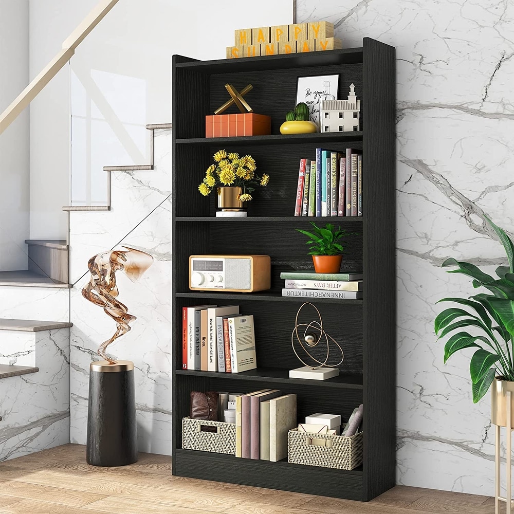 Industrial 72 inch Tall Bookcase 6 Tier Gray Library Bookshelf