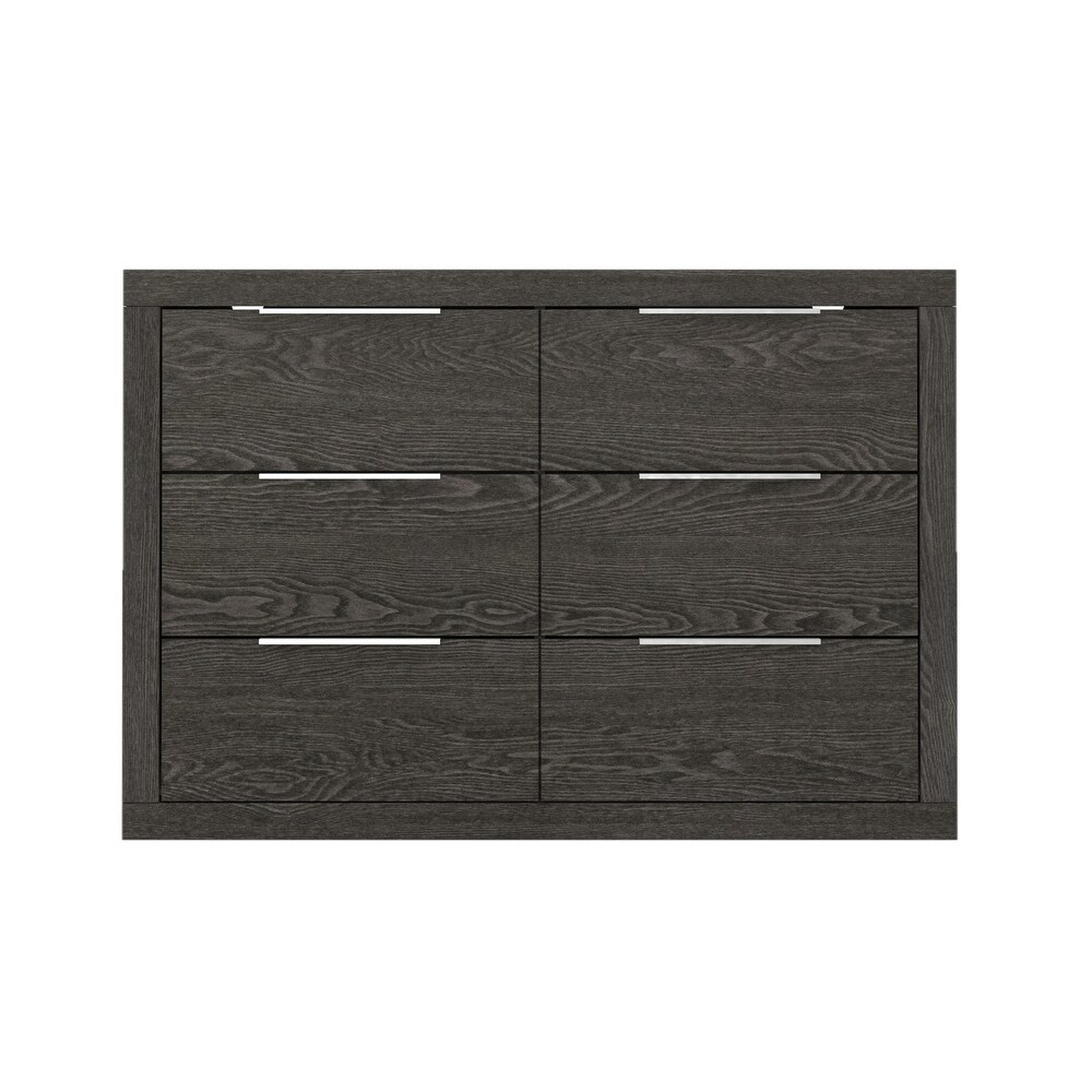 GALANO Harlowin 6 Drawer Dark Gray Oak Dresser 31.7 in. × 46.5 in. × 16.1 in.