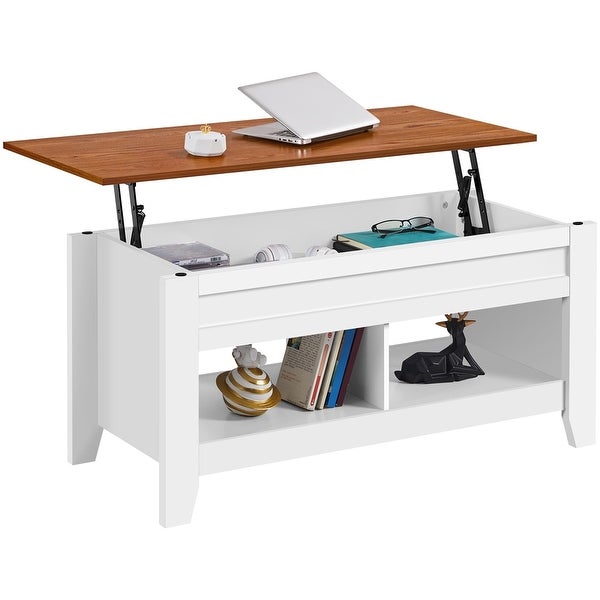 Yaheetech Lift Top Dining Coffee Table with Hidden Storage and Shelves