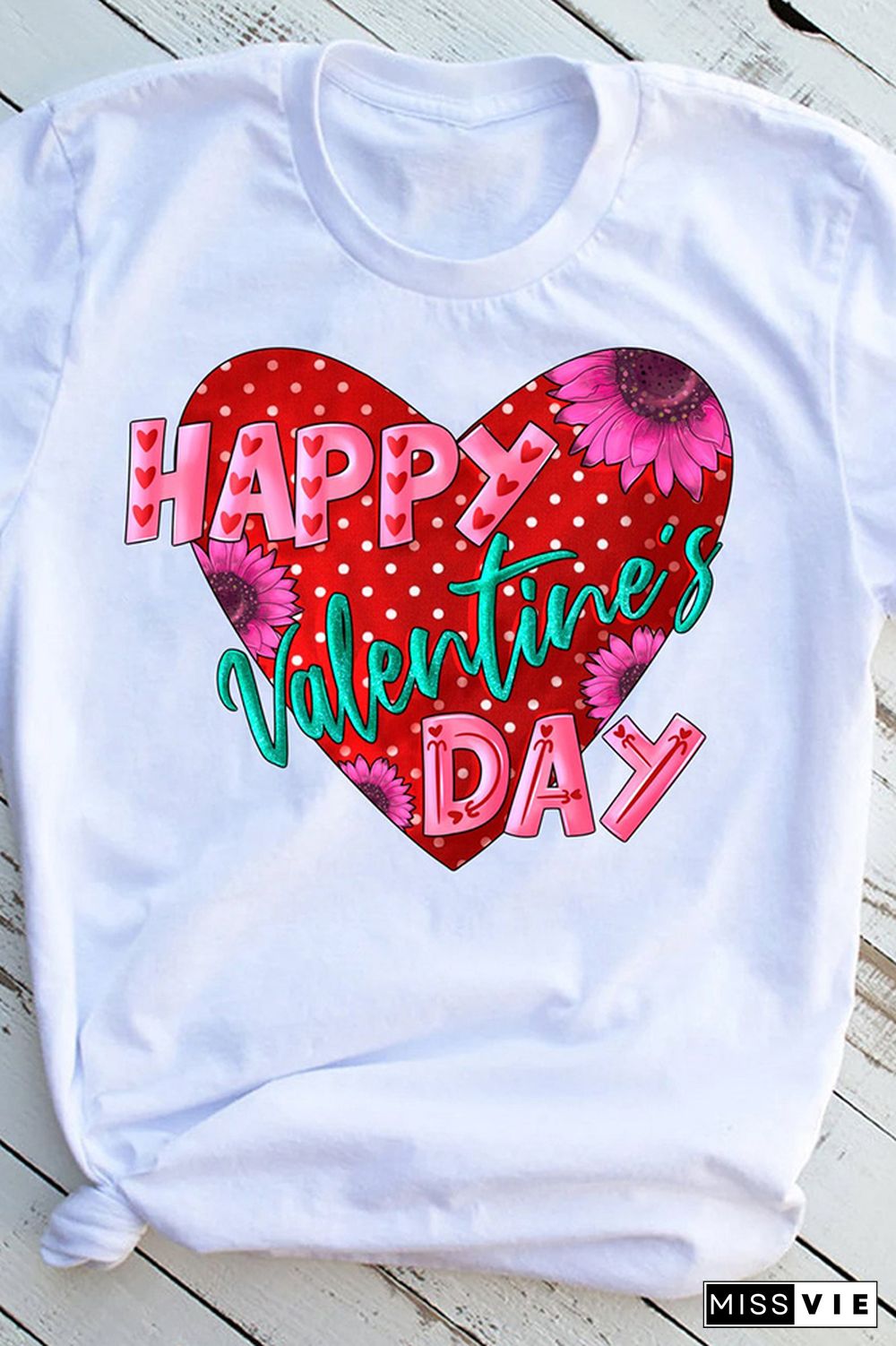 Valentines Day Print Short Sleeve Graphic Tee Wholesale