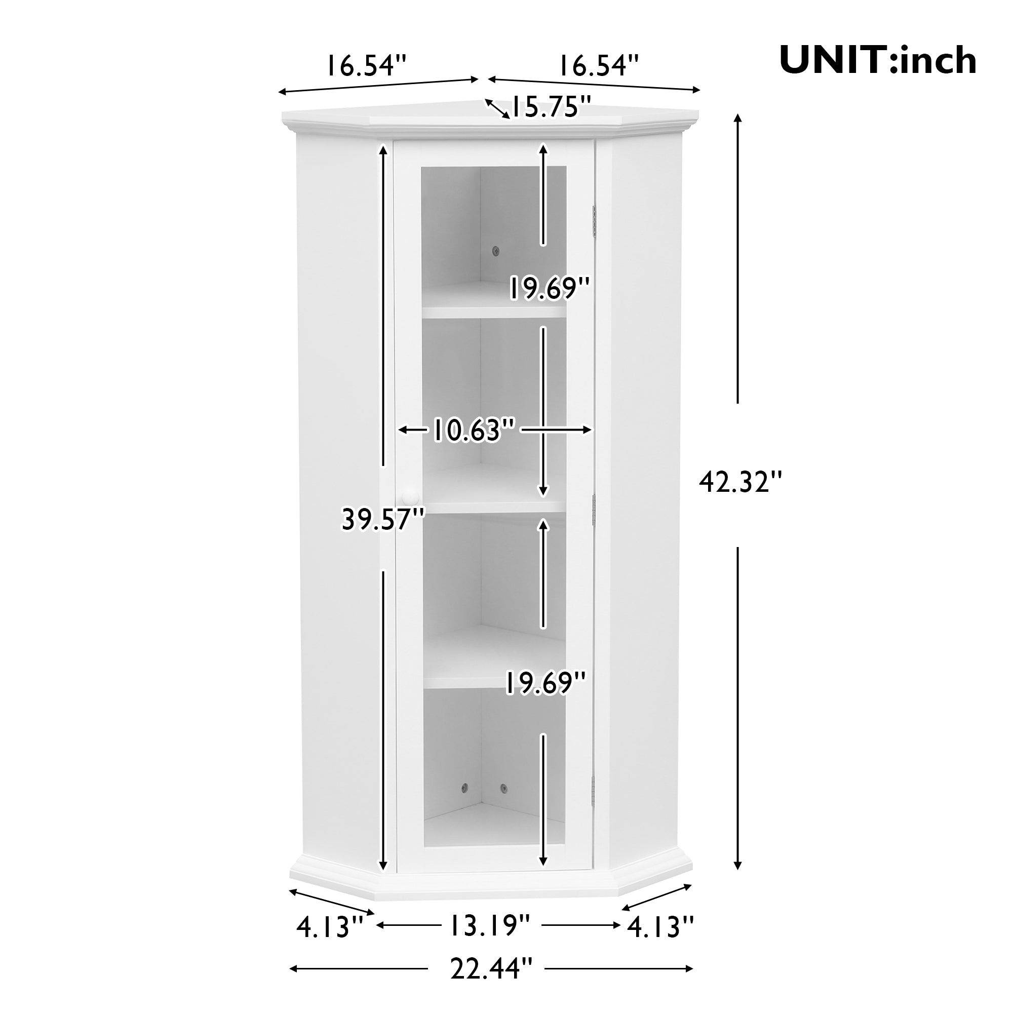 ALPACASSO Bathroom Cabinet, Storage Cabinet with Glass Door and Removeable Shelves, Modern MDF Freestanding Cabinet, Bathroom Corner Cabinet, Storage Cabinet Furniture for Home Bathroom, White