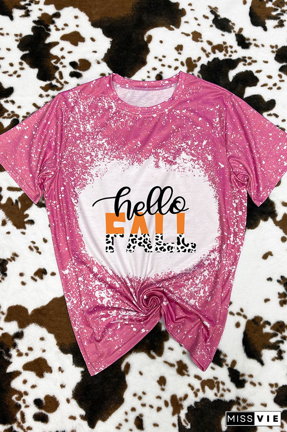 Hello Fall Leopard Graphic Tee Wholesale