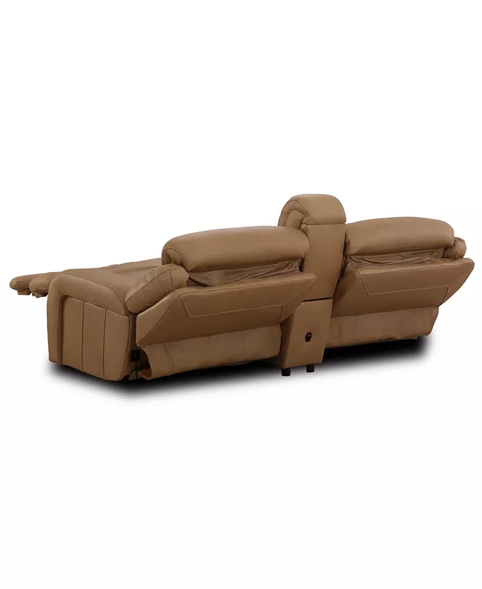 Furniture CLOSEOUT! Daventry 97 3-Pc. Leather Sectional Sofa With 2 Power Recliners Power Headrests Console And USB Power Outlet