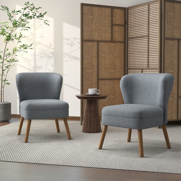 2 Set Upholstered Accent Chair Armchair Linen Side Chair