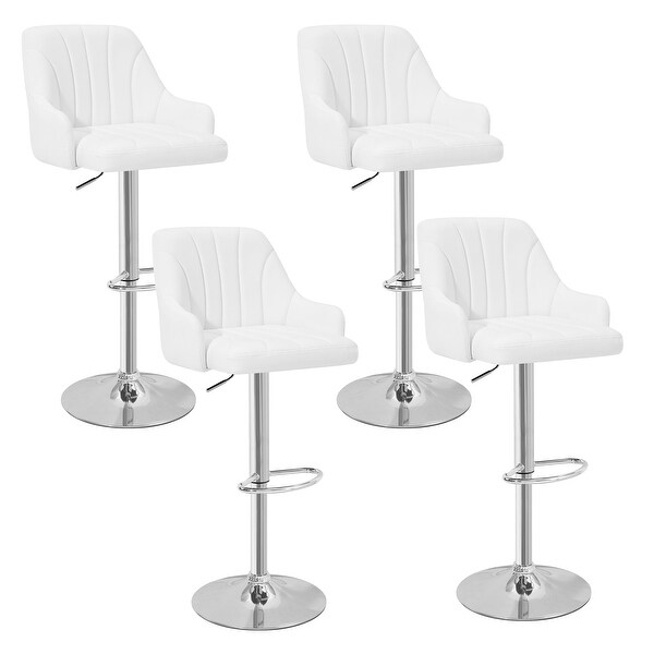 Adjustable Armless Swivel PU Leather Bar Stools Chrome Air Lift Counter Height Stools Set of 4