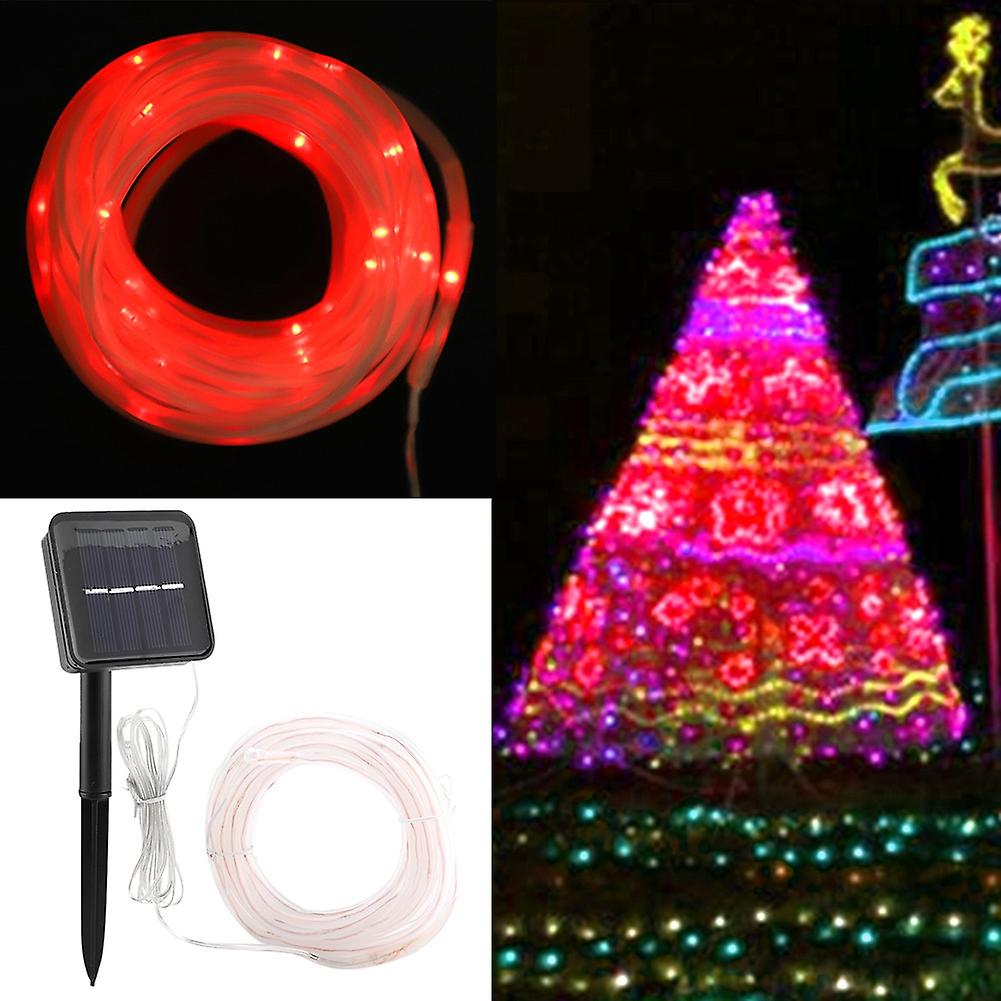 10m Led Solar Power Waterproof Tube Lamp Light String For Garden Party Decoration Red