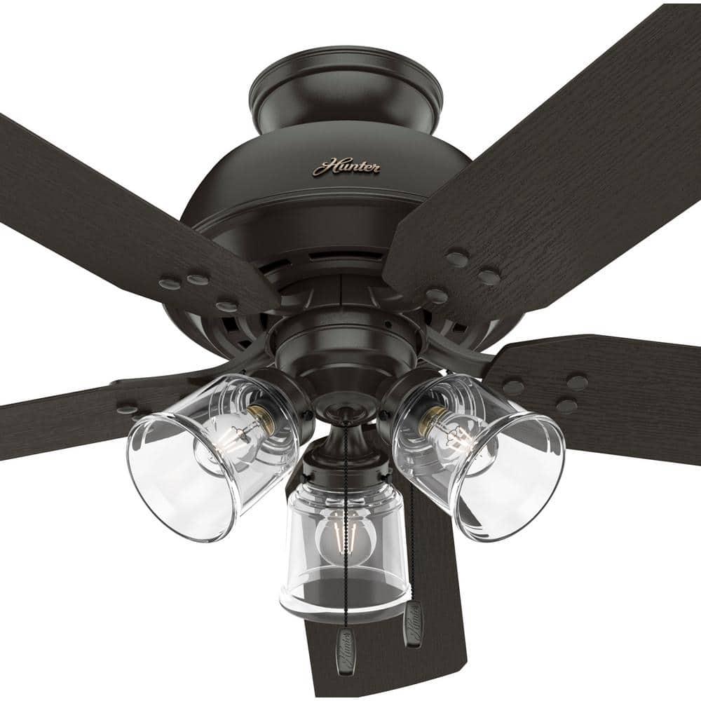 Hunter River Ridge 52 in IndoorOutdoor Noble Bronze Ceiling Fan with Light Kit