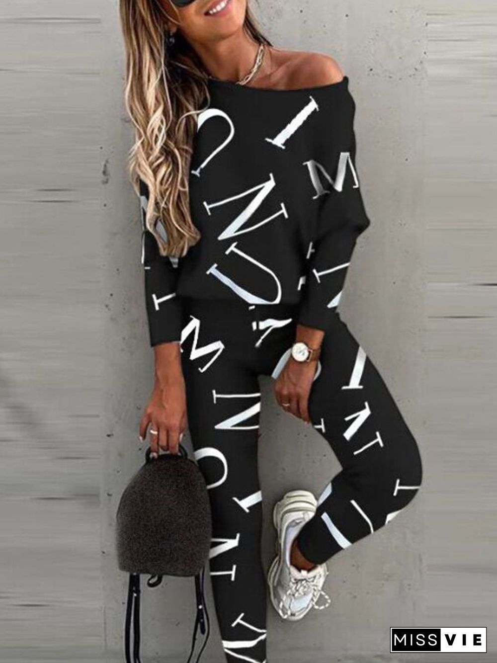 Causal 2 Piece Outfits Romper Round Neck Long Pant Jumpsuit