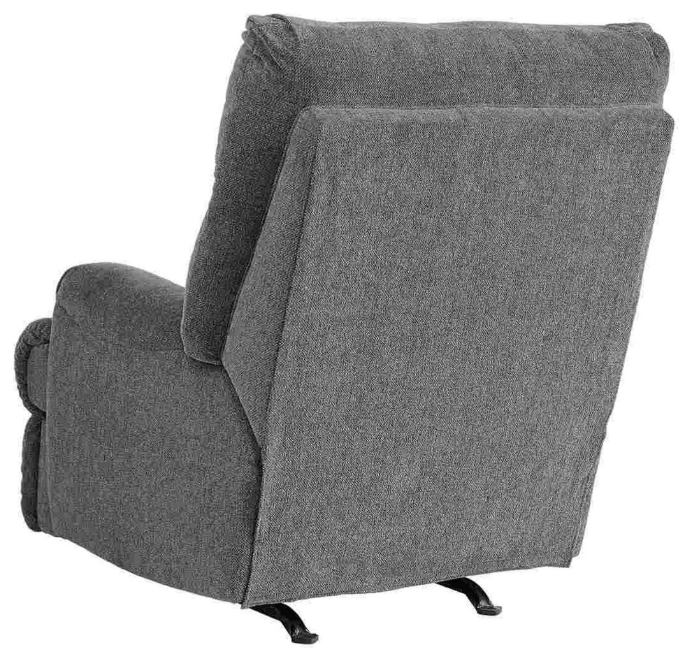 Benzara BM262369 Manual Rocker Recliner With Fabric and Pull Lever  Gray   Transitional   Recliner Chairs   by Uber Bazaar  Houzz