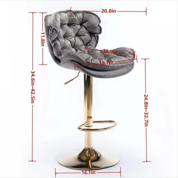 A A Furniture Swivel Bar Stools Set of 2  Velvet C...