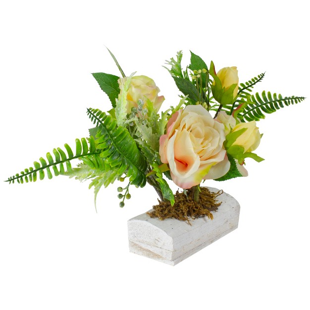 Ranunculus And Rose Floral Spring Wooden Statue Tabletop Decor