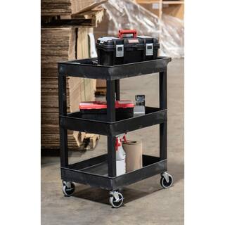 Luxor SEC 3-Shelf Polypropylene Utility Cart Black SEC111-B