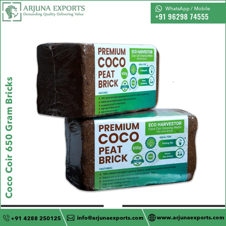 Supplier of Top Quality Bulk Quantity Coconut Coir Peat Coco Coir Pith 650 Gram Block for Hobby Gardener