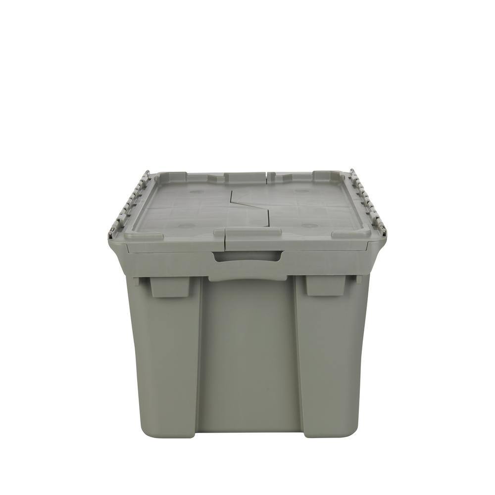 HDX 12 Gal. Commercial Flip Top Storage Tote in Gray 206202