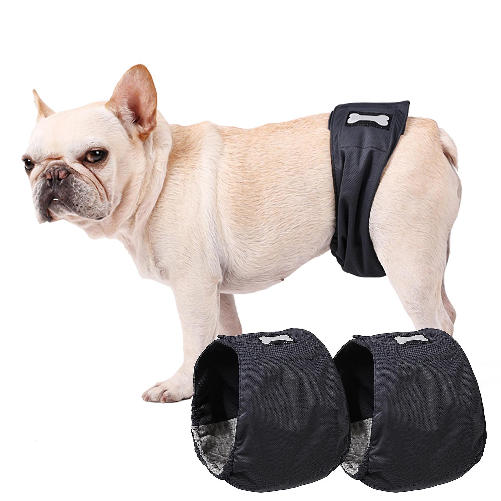 Washable Wrap Diapers For Male Dogs Reusable Male Dog Belly Band Breathable Male Dog Wraps， Pack Of 3 Black Xl