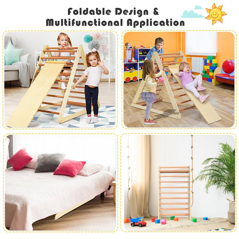 Costway Foldable Wooden Climbing Triangle for Toddler Baby TY327400NA