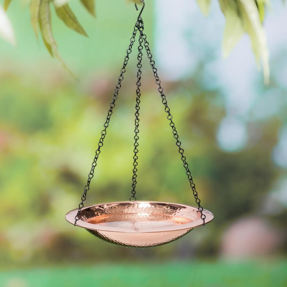 Evergreen Copper Plated Hammered Hanging Birdbath 2GB7033