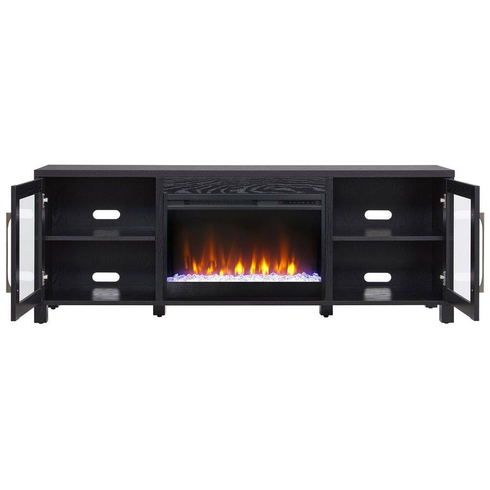 MeyerCross Quincy 68 in. Black Grain TV Stand with 26 in. Crystal Fireplace Fits TV's up to 75 in. TV1804