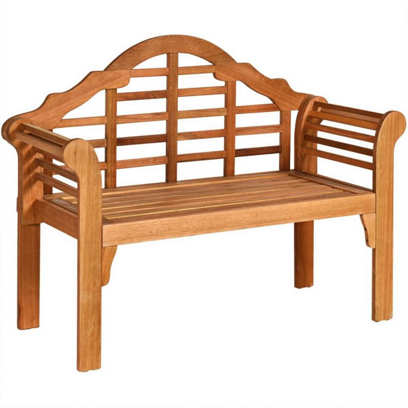 Hivago 49 Inch Eucalyptus Wood Outdoor Folding Bench with Backrest Armrest for Patio Garden