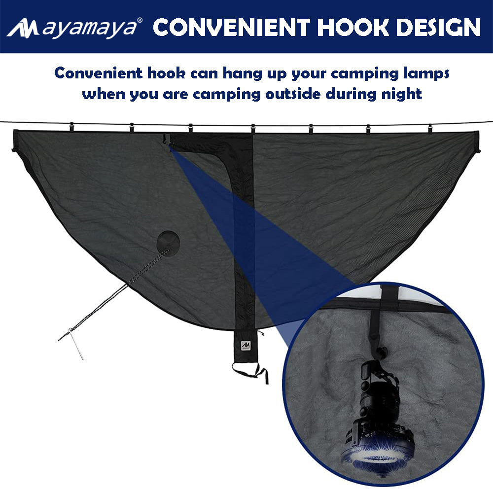 AYAMAYA Mosquito Net, Wide Room Hammock Bug Net,Breathable Mesh Net Equip with Hanging Bag & Lantern Hook,Ultralight Outdoor No-See-Um Spider Bug Nets for Hammocks