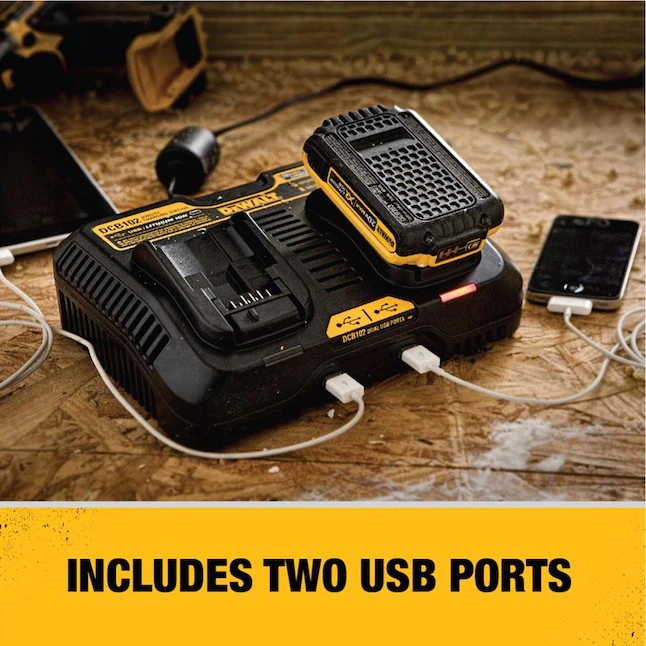 DEWALT 12/20V MAX Charging Station/Dual Charger for Jobsite (DCB102) ， Black