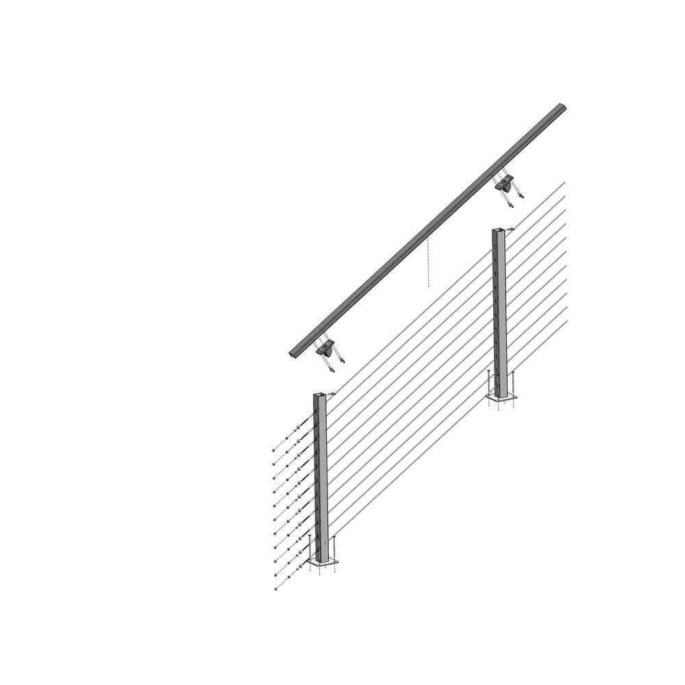 CityPost 12 ft. Stair Cable Railing in Black CP-12-B-S