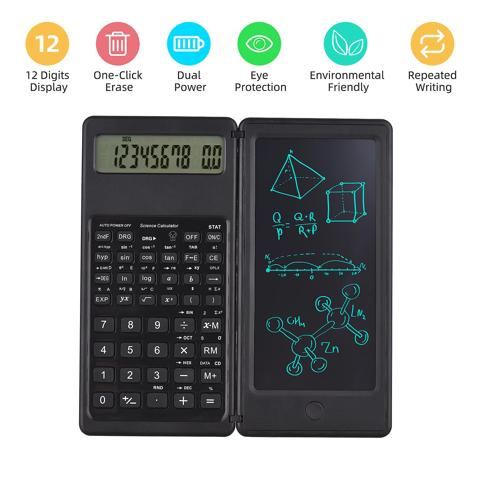 Calculator With Lcd Writing Tablet Desktop Calculators 10 Digits Display With Stylus Erase Button Thin And Foldable Design For Daily And Basic Office