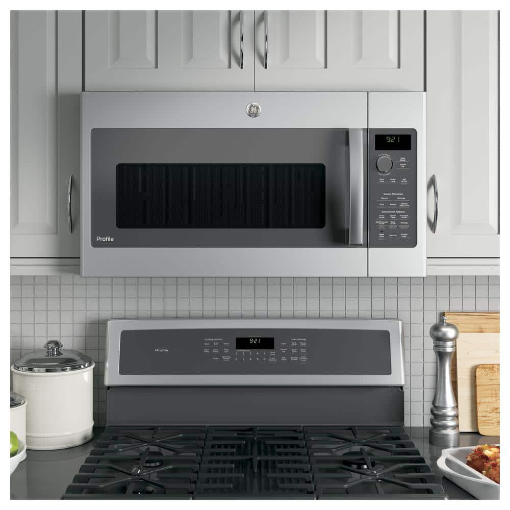 GE Profile Profile 21 cu ft Over the Range Microwave with Sensor Cooking in Stainless Steel