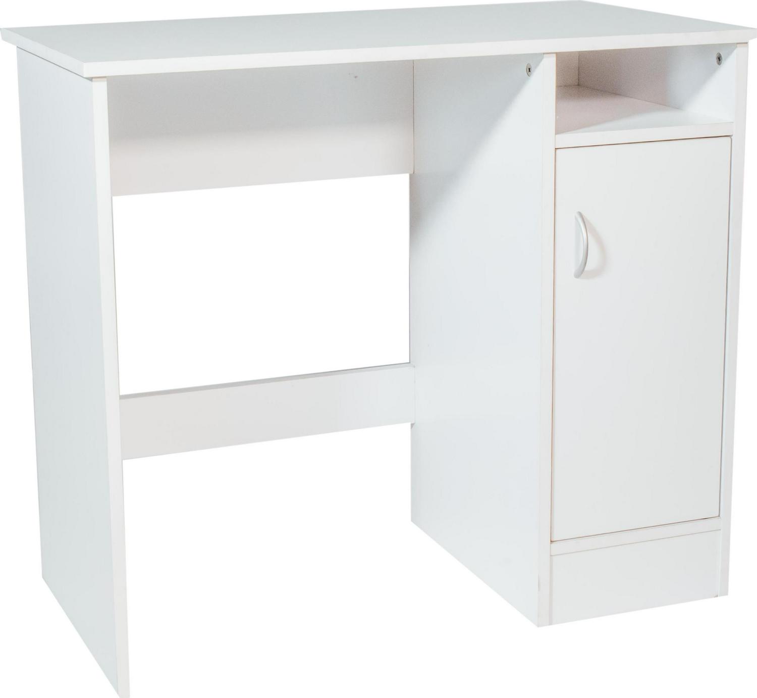 Madison Computer Desk with Cabinet， White