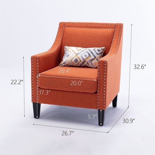 Accent Armchair Living Room Chair with Nailheads and Solid Wood Legs