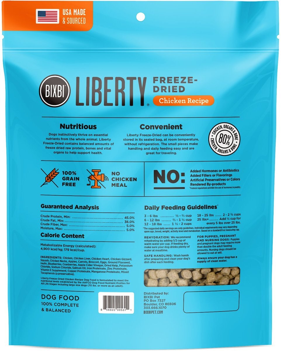 BIXBI Liberty Chicken Recipe Grain-Free Freeze-Dried Raw Dog Food