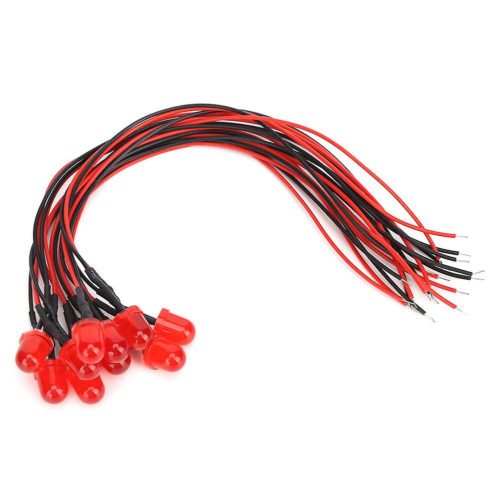 50pcs 12v 8mm Bright Chromatic Led Lamp Beads With 20cm 26awg Lead For Electrical Conductivityred andamp; Red