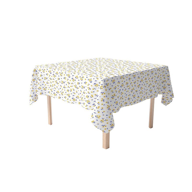 Square Tablecloth， 100% Polyester， 60x60， Daisy Allover Pattern