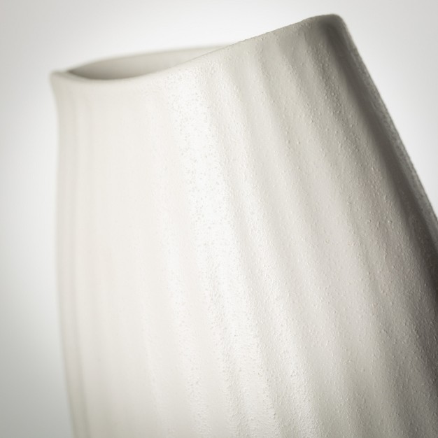 Modern White Ribbed Vase