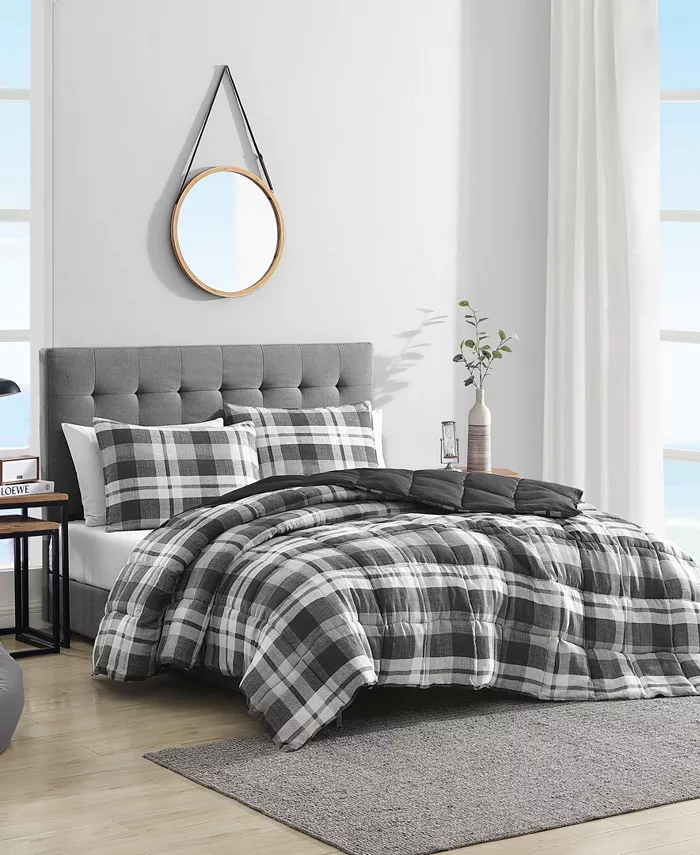 Nautica Cross View Plaid Brushed Micro Suede 3 Piece Comforter Set， King