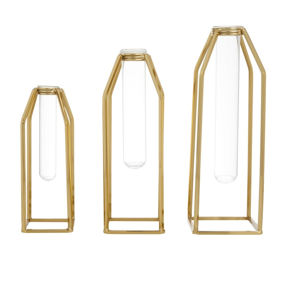 CosmoLiving by Cosmopolitan Gold Stainless Steel Test Tube Vase (Set of 3)