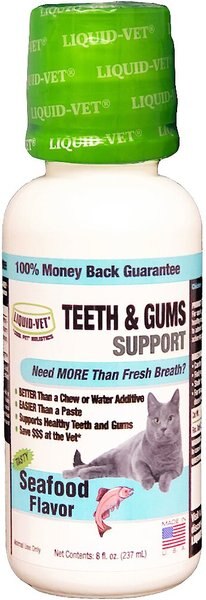 Liquid-Vet Teeth and Gums Support Seafood Flavor Cat Supplement， 8-oz bottle