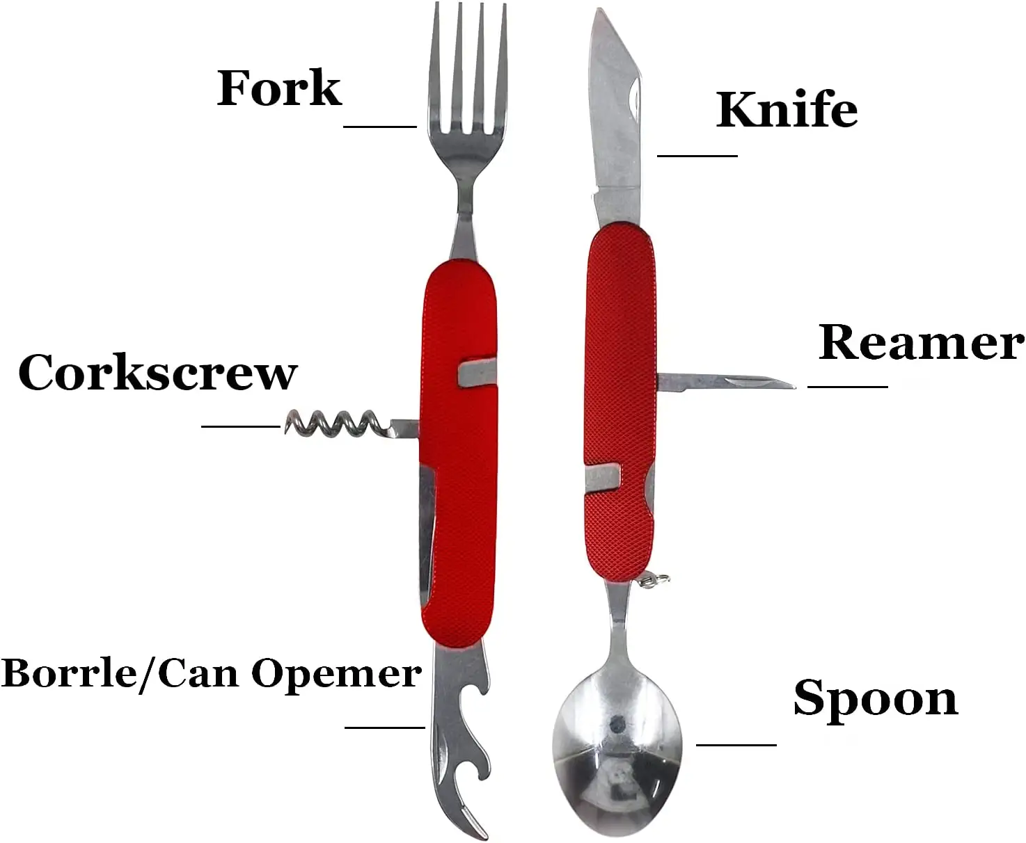 6 In 1 Travel Tableware Kit Picnic Hiking Travel Tools Camping Cutlery Stainless Steel Folding Pocket Spoon Fork Knife