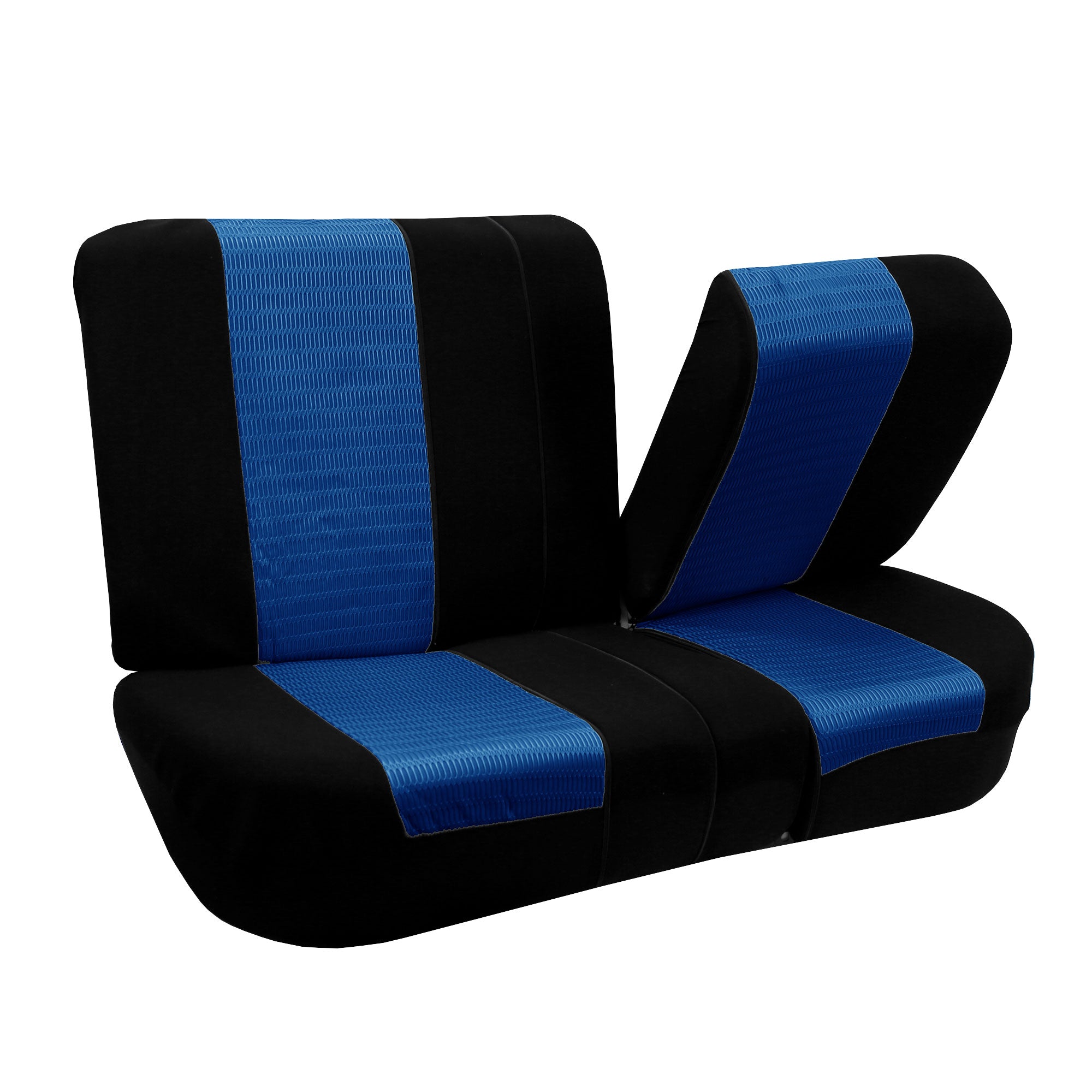 FH Group Full Interior Set Blue Seat Covers for Auto w/ Gray Heavy Duty Floor Mats