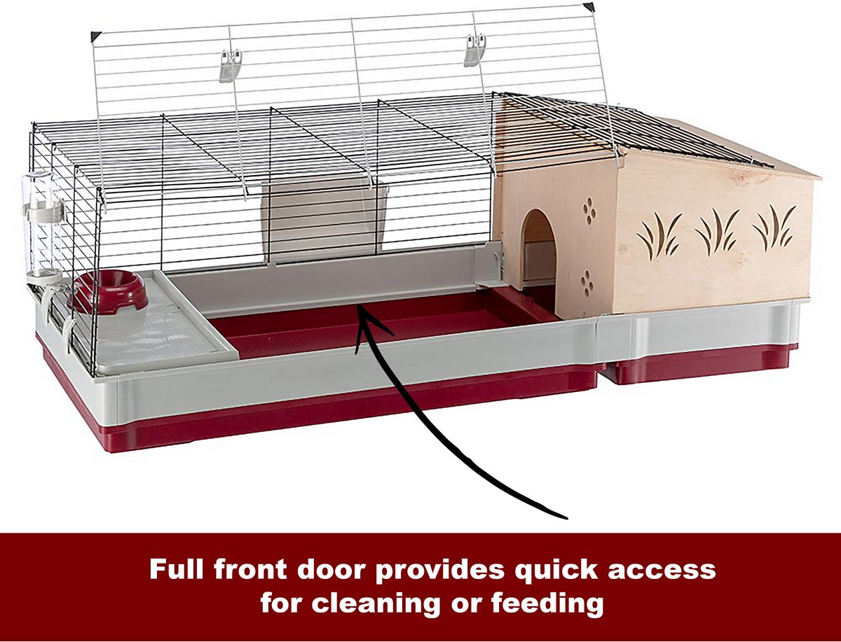 Ferplast Krolik Rabbit Cage | Extra-Large Rabbit Cage w/Wood or Wire Hutch | Rabbit Cage Includes All Accessories