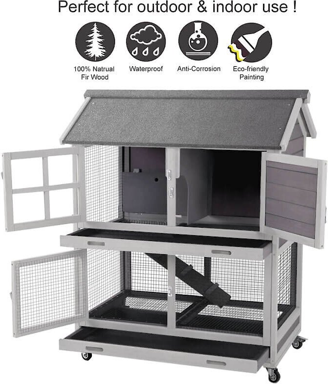 Aivituvin 44.2-in Indoor and Outdoor Rabbit Hutch