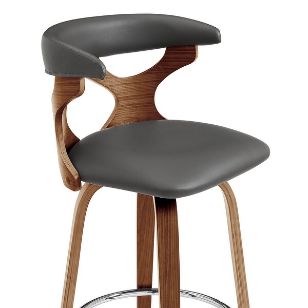 Zenia Modern Faux Leather and Wood Swivel Bar/Counter Stool