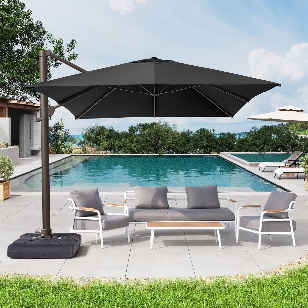 Crestlive Products 11 5 x27 x11 5 x27 Luxury Aluminum Frame Double Top Round Offset Cantilever Umbrella Black