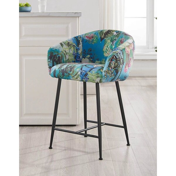 Modrest Roxann Modern Counter Stool in Funky Velvet